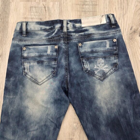 Denim Spice Acid Washed Distressed Skinny Stretch Jeans Size 27 - Picture 6 of 8